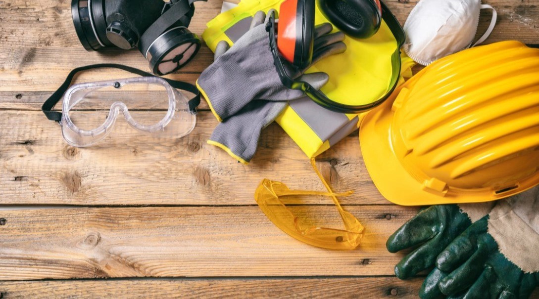 Construction safety equipment PPE. Personal protective equipment. For article Revolutionizing Construction: The Comprehensive Impact of Drone Technology.