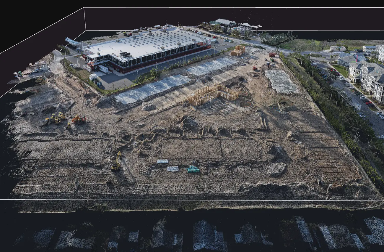 3D point cloud of an Orlando construction site created with aerial mapping technology.